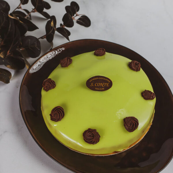 Gâteau entremet vert au chocolat